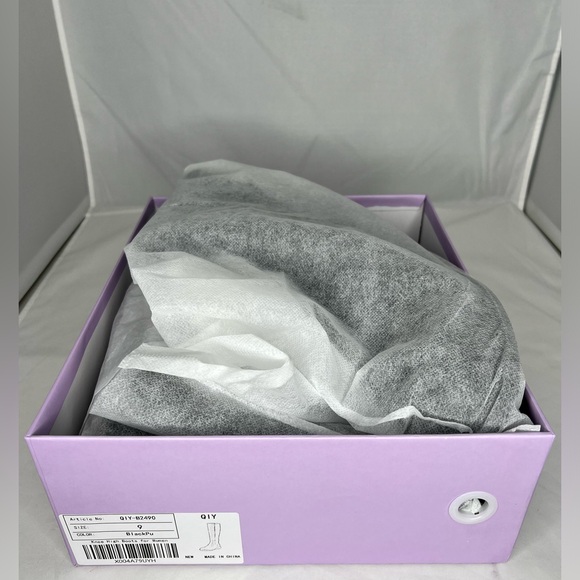 Knee High Faux Leather Elastic Low Heel Square Toe Side Zipper Tall Boots Size 9 - Picture 8 of 9